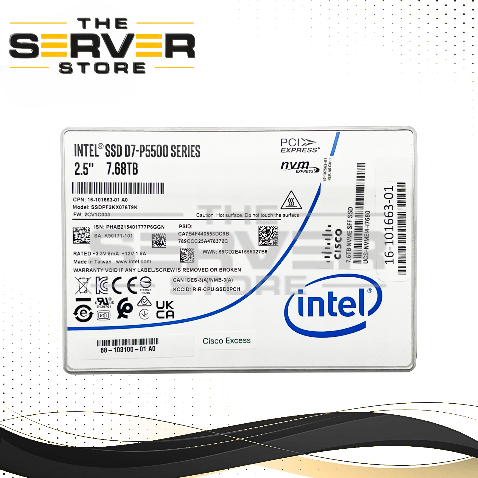Intel 7.68TB NVMe U.2 PCIe G4 x4 ME SFF 2.5" SSD D7-P5500 Series SSDPF2KX076T9K