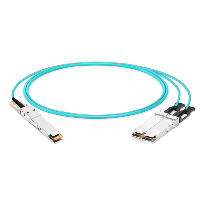 NSComm 200G QSFP56 to 2x100G QSFP56 Active Optical Cable, OM3 Multimode, up to 30m