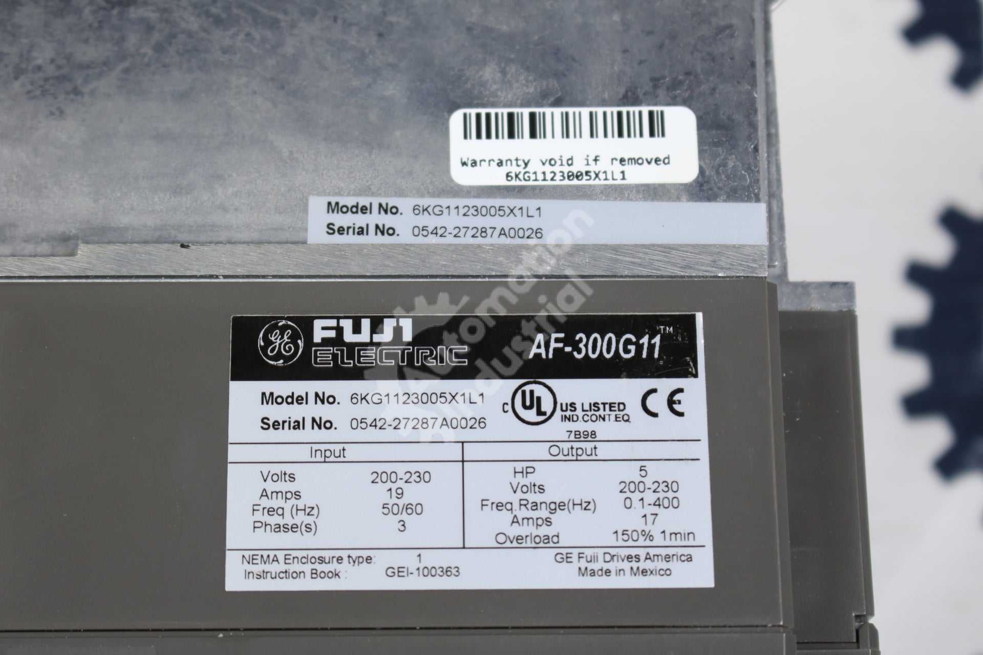 General Electric GE Fuji  6KG1123005X1L1 5HP AC Drive OPEN BOX