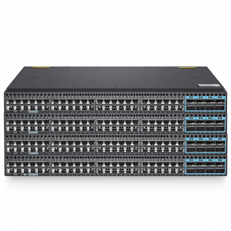 FS-N5860-48SC, 48-Port Ethernet L3 Data Center Switch, 48 x 10Gb SFP+, with 8 x 100Gb QSFP28, Support MLAG/Stacking, Broadcom Chip, Dual AC PSUs