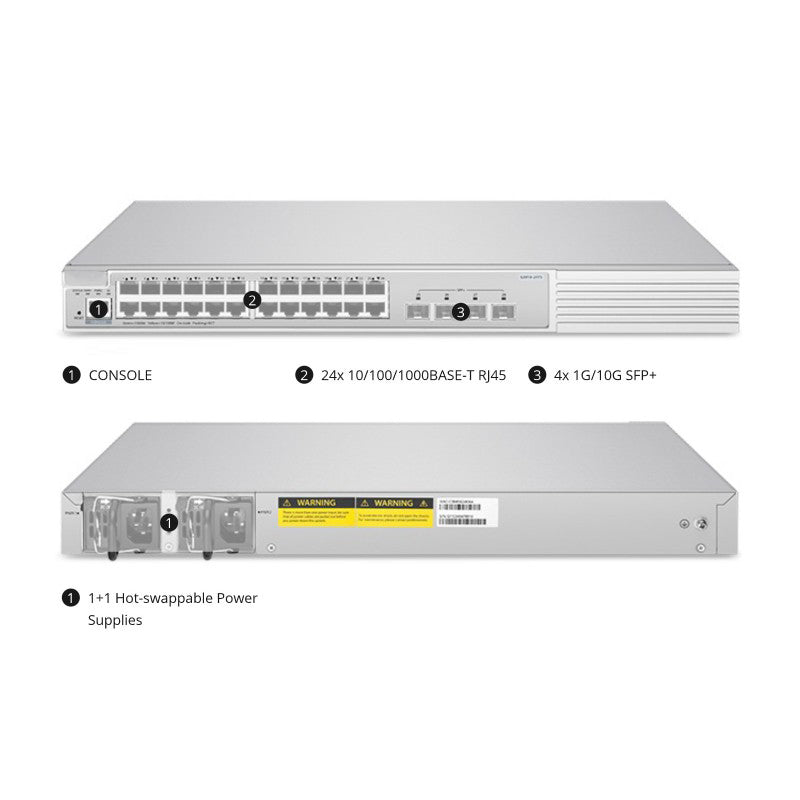 FS-S3910-24TS 24-Port Gigabit Ethernet L2+ Switch, 24 x Gigabit RJ45, with 4 x 10Gb SFP+ Uplinks, Stackable Switch, Broadcom Chip