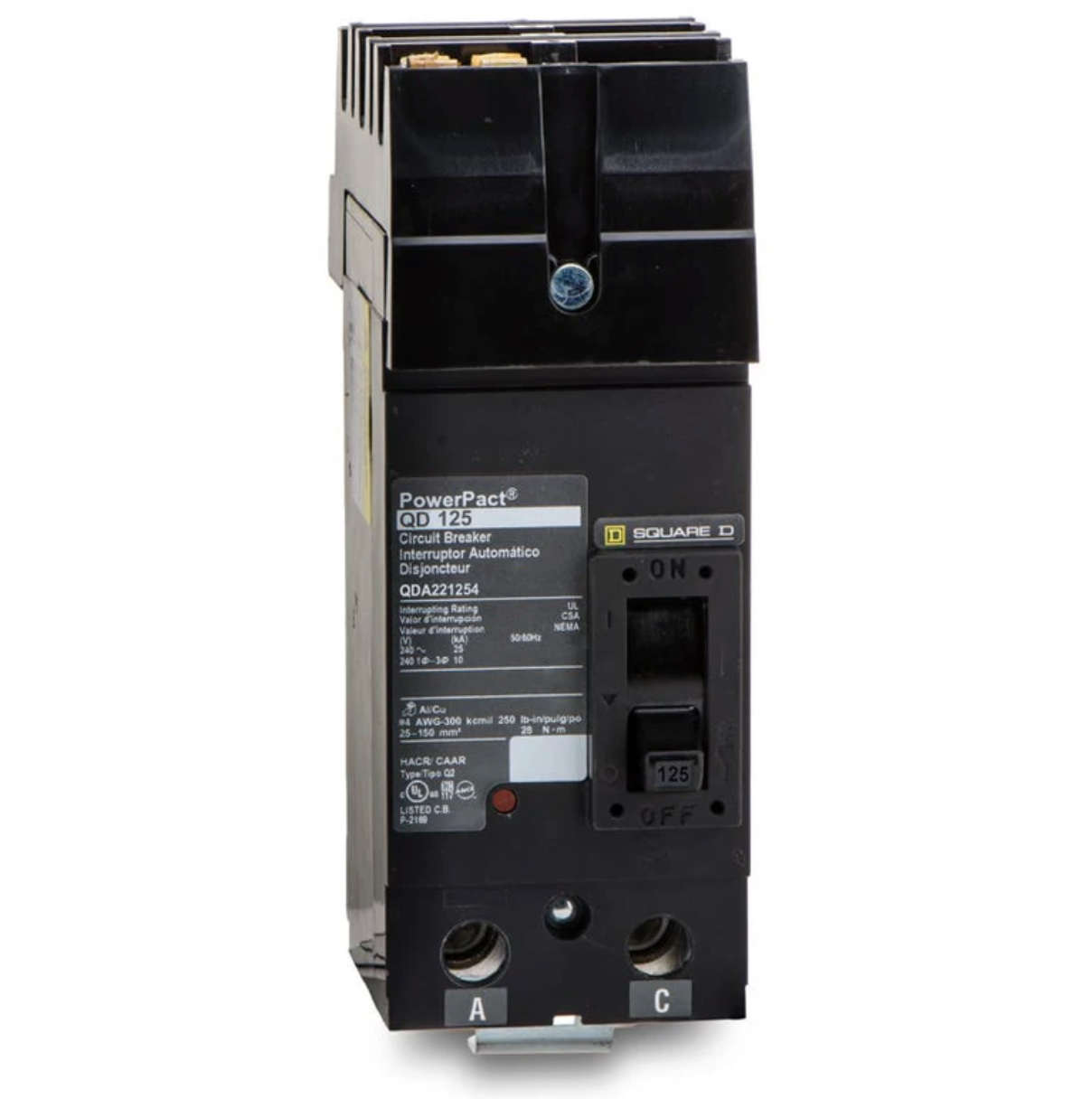 QDA221254 | Square D 125A 2-Pole PowerPact Q I-Line Molded Case Circuit Breaker 240VAC