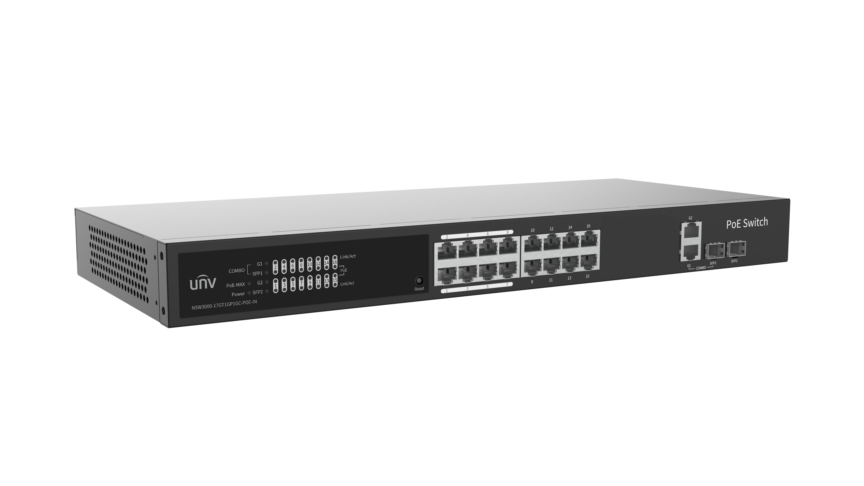 Uniview NSW3000-17GT1GP1GC-POE-IN Giga 16 Port 250W Cloud Managed Ethernet PoE Switch