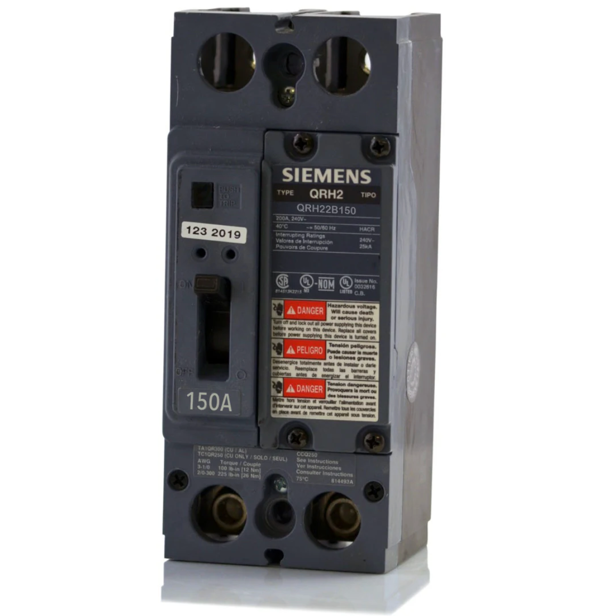 QRH22B150 | Siemens QR Series 150A 2-Pole Molded Case Circuit Breaker, 240V