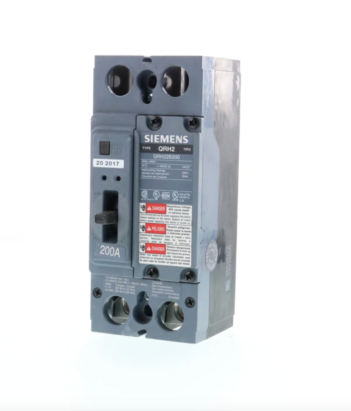 QRH22B150 | Siemens QR Series 150A 2-Pole Molded Case Circuit Breaker, 240V