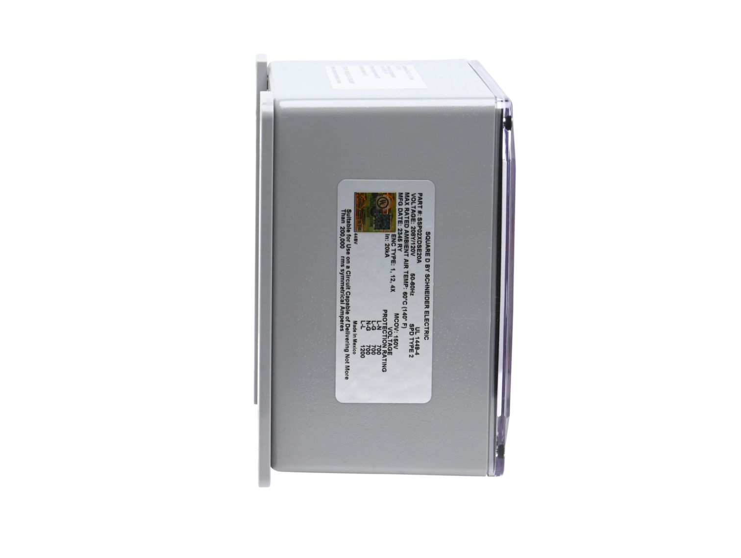 SSP02XDSE20A | Square D Surgelogic XDSE Type 2 Surge Protective Device, 208Y/120VAC