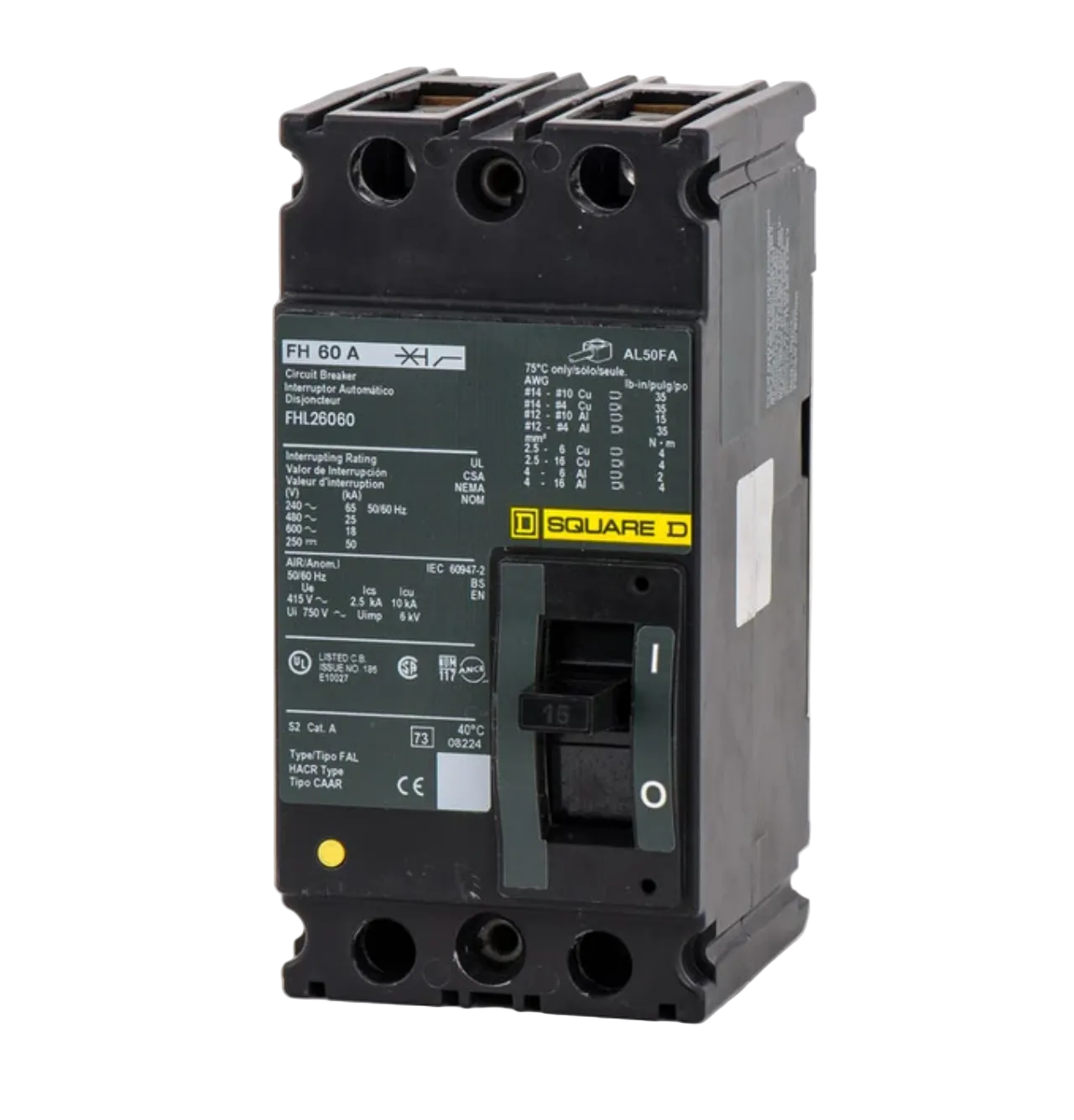 FHL26060 | Schneider Electric 60A 2-Pole High-Interrupting Molded Case Circuit Breaker