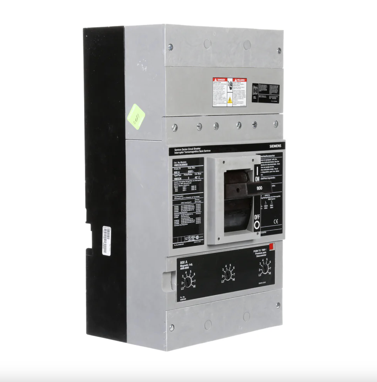 Siemens HMXD63B800 Sentron Molded Case Circuit Breaker 800A 3-Pole 600VAC Bolt-On