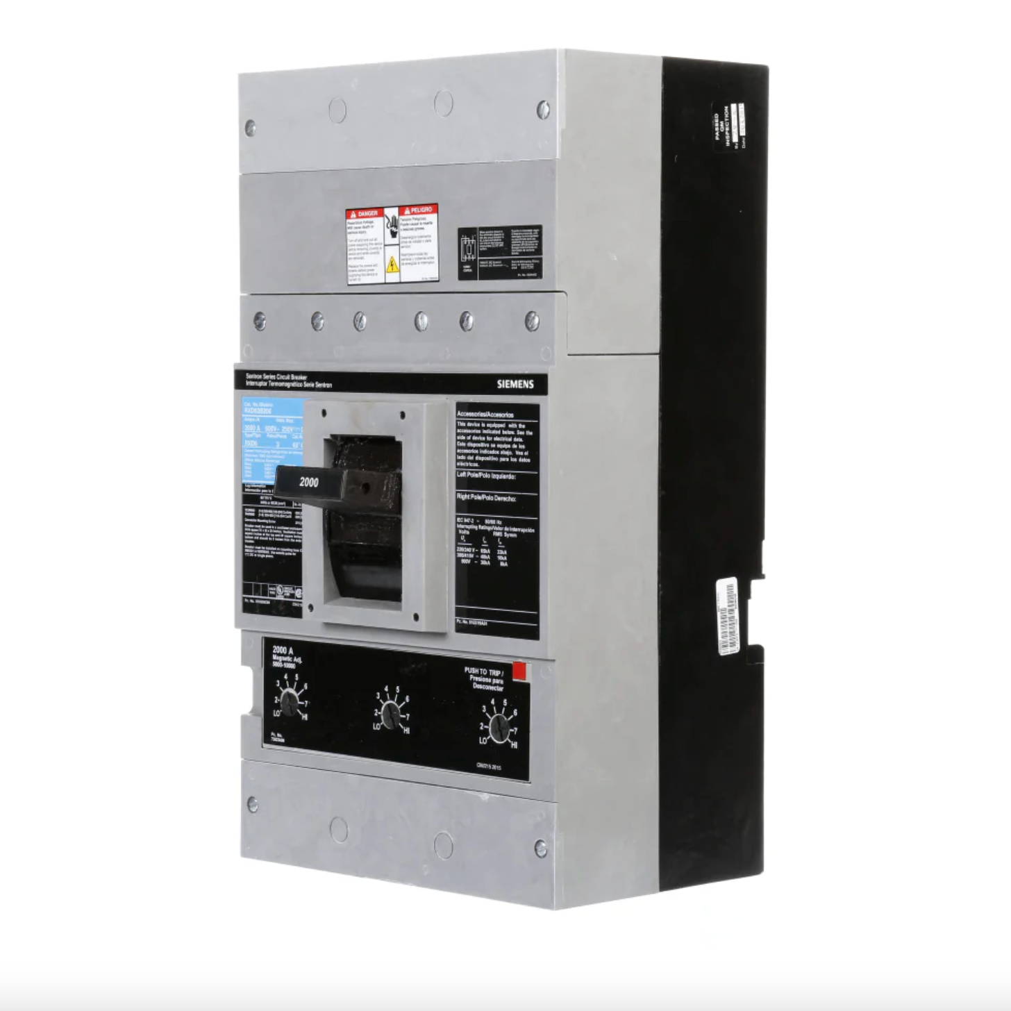 Siemens RXD63B200 2000A 3-Pole Molded Case Circuit Breaker 600VAC 50kA Bolt-On