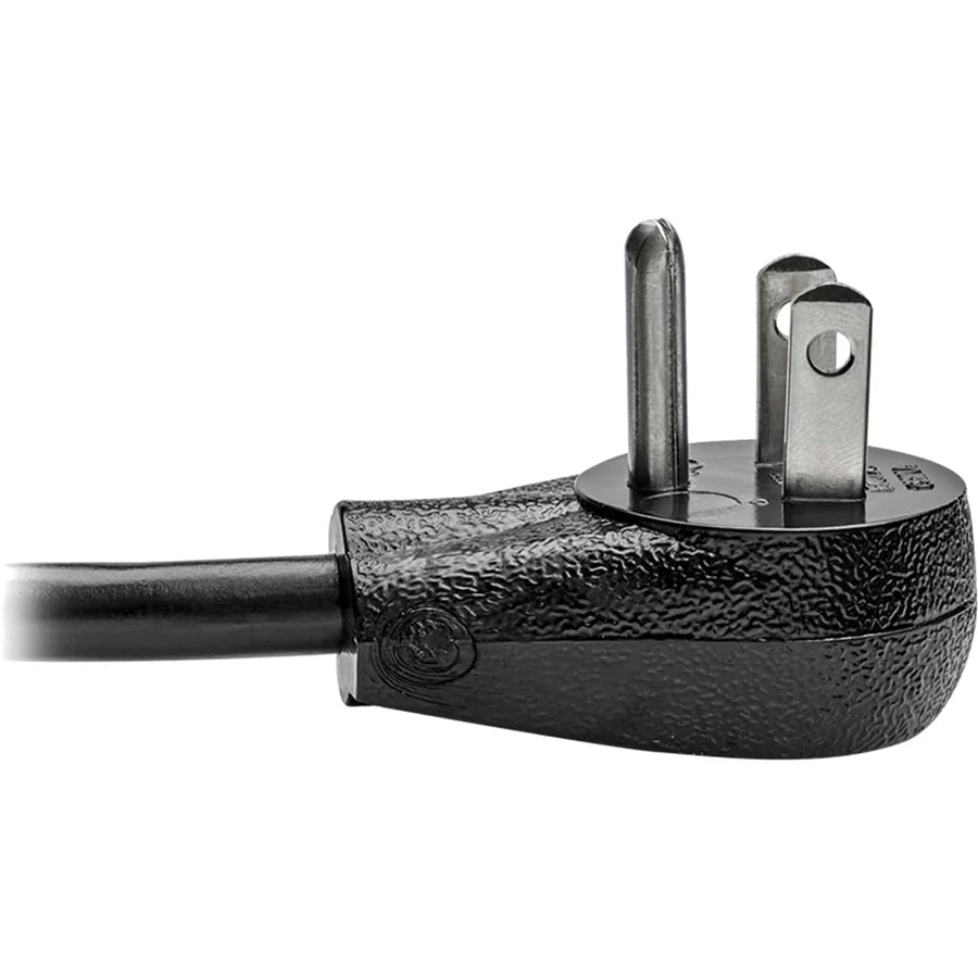 Eaton Tripp Lite Series Desktop Computer AC Power Cord, Right-Angle NEMA 5-15P to C13 - 10A, 125V, 18 AWG, 15 ft. (4.57 m), Black