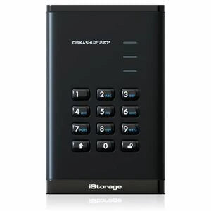 iStorage diskAshur PRO3 1 TB Portable Hard Drive | FIPS 140-3 Level 3 Pending | Incorporated Common Criteria EAL 5+ | PIN protected | Dust/Water Resistant | TAA Compliant