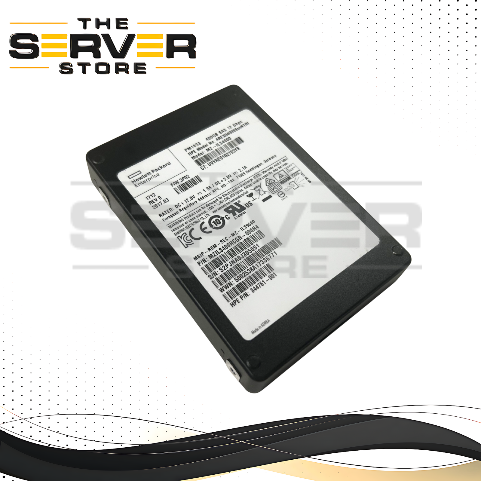 HPE 400GB SAS 12G SFF 2.5" SSD Samsung PM1633 MZ-ILS4000 844761-001