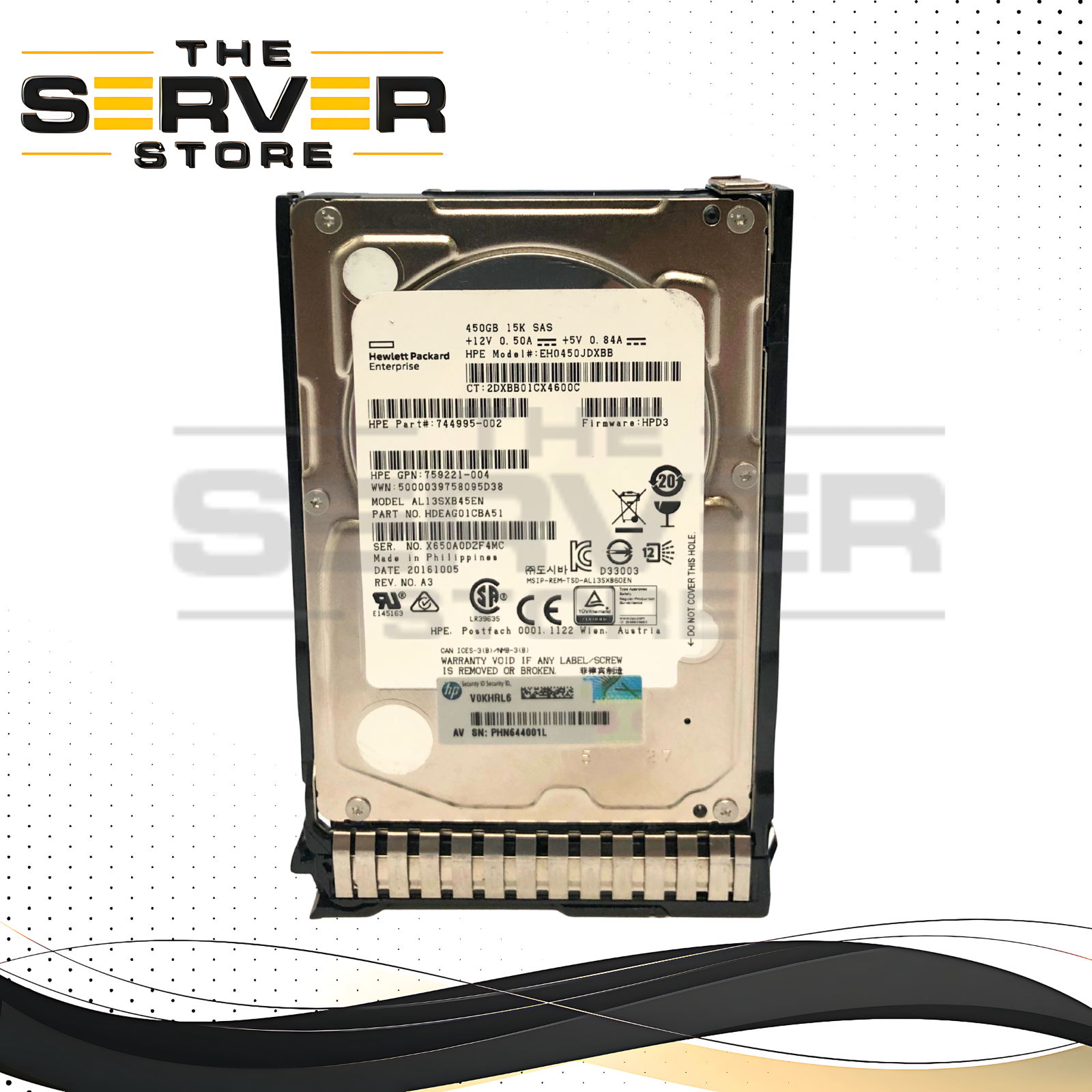 HPE 450GB 15K 12G SAS 2.5" SFF Enterprise HDD W/Tray 744995-002 EH0450JDXBB