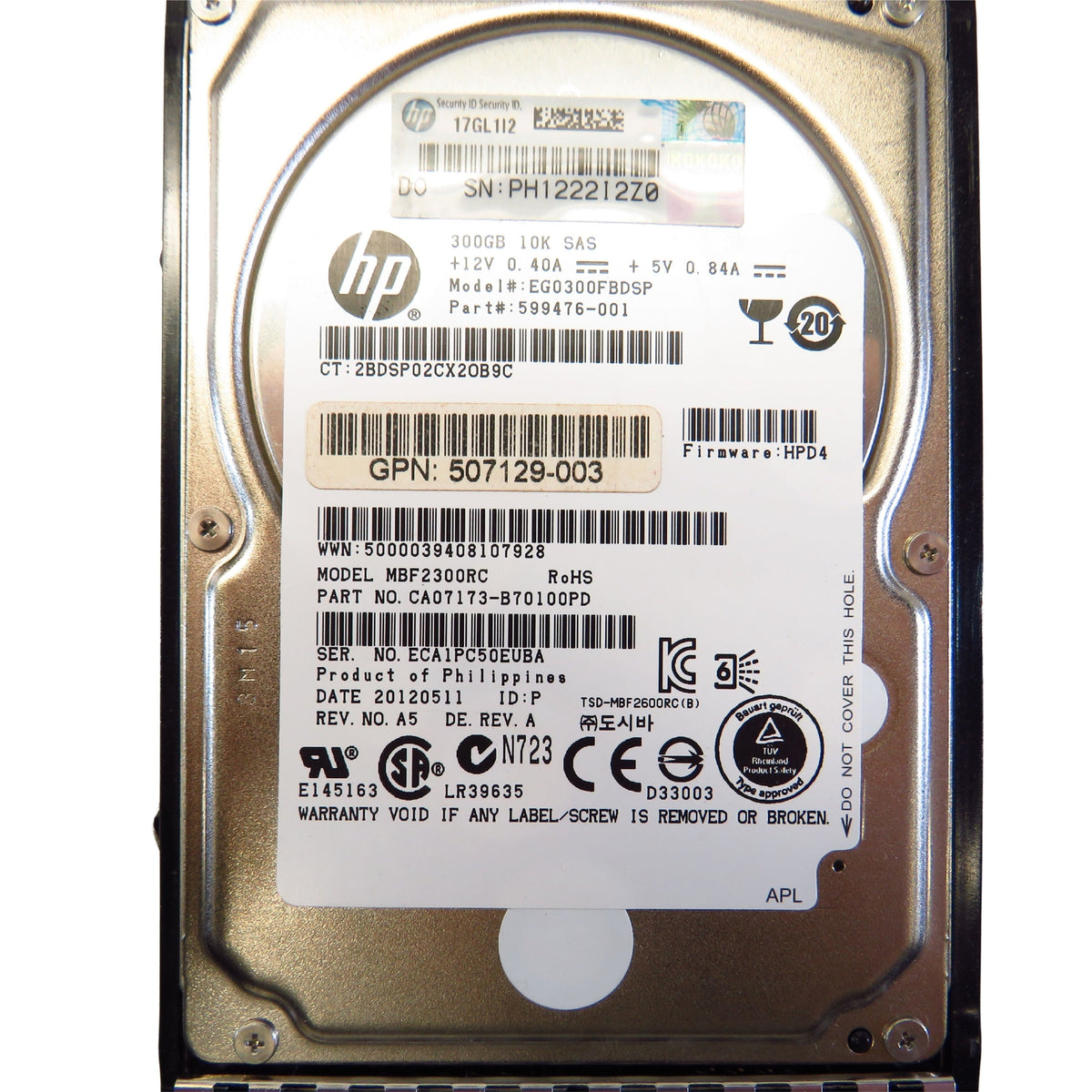 HP 507284-001 507127-B21 300GB 10K RPM 2.5" SAS 6Gbps DP HDD Hard Drive (Refurbished)