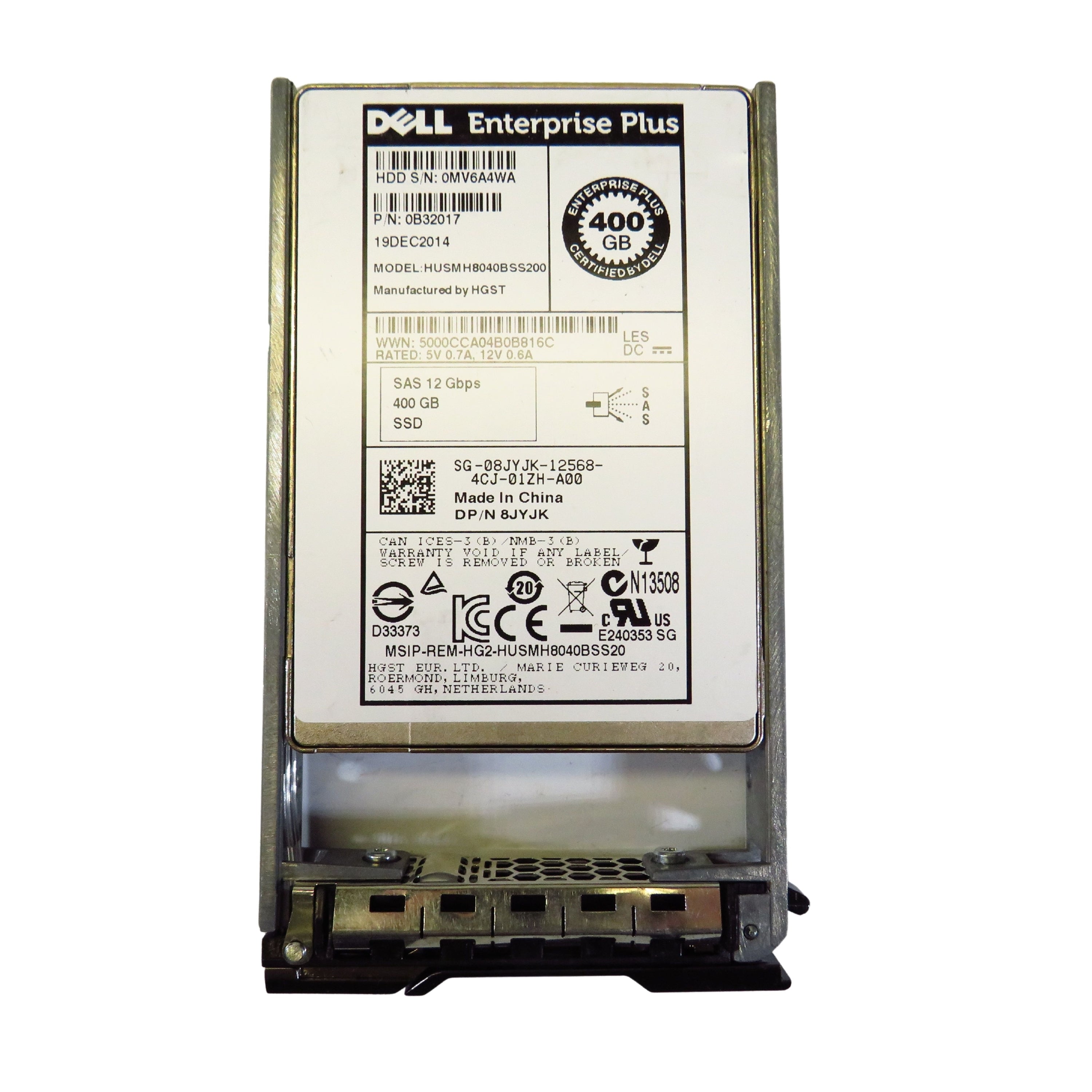 Compellent 8JYJK 400GB 2.5" SAS 12Gbps SFF SDD Solid State Drive (Refurbished)