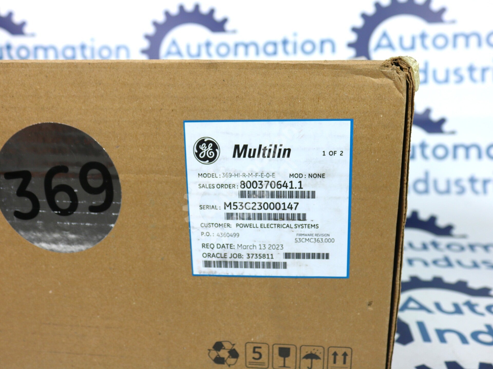 369-HI-R-M-F-E-O-E By GE Multilin Motor Management Relay NSFP