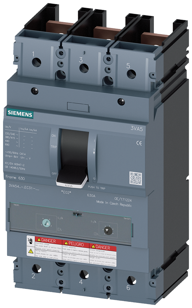 Siemens 3VA5460-7EC31-0AA0 Sentron 3VA5 Circuit Breaker 600A 3-Pole 600VAC TM230