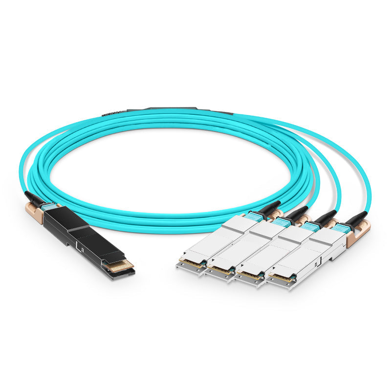 NSComm 400G QSFP56-DD to 4x100G QSFP56 Active Optical Cable, OM3 Multimode, up to 30m
