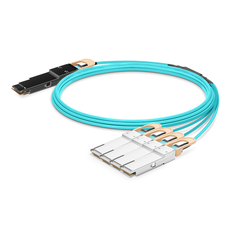 NSComm 400G QSFP56-DD to 4x100G QSFP56 Active Optical Cable, OM3 Multimode, up to 30m