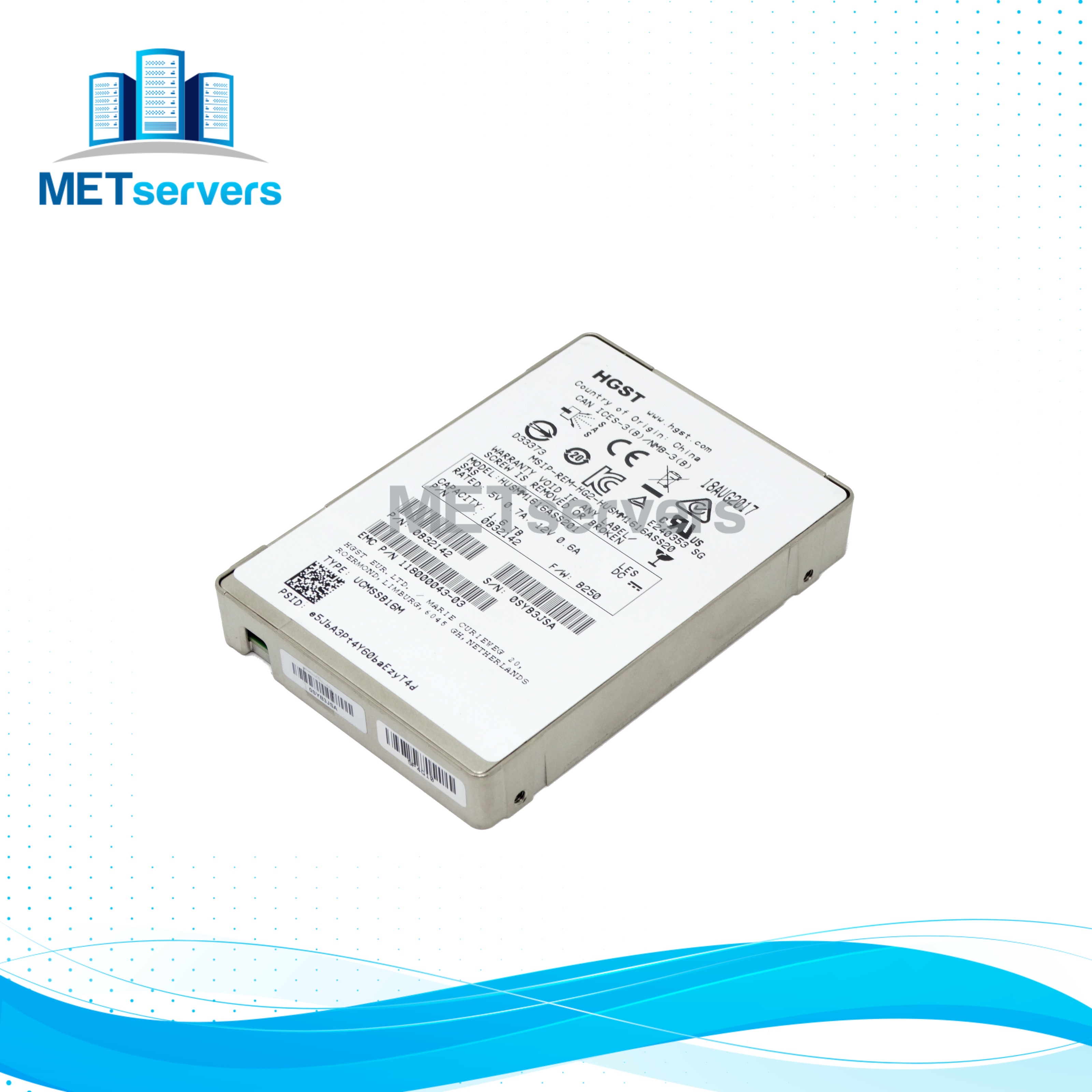 EMC / HGST 1.6TB 12Gbps 12G SAS 2.5'' SFF SSD Solid State Drive (0B32142)