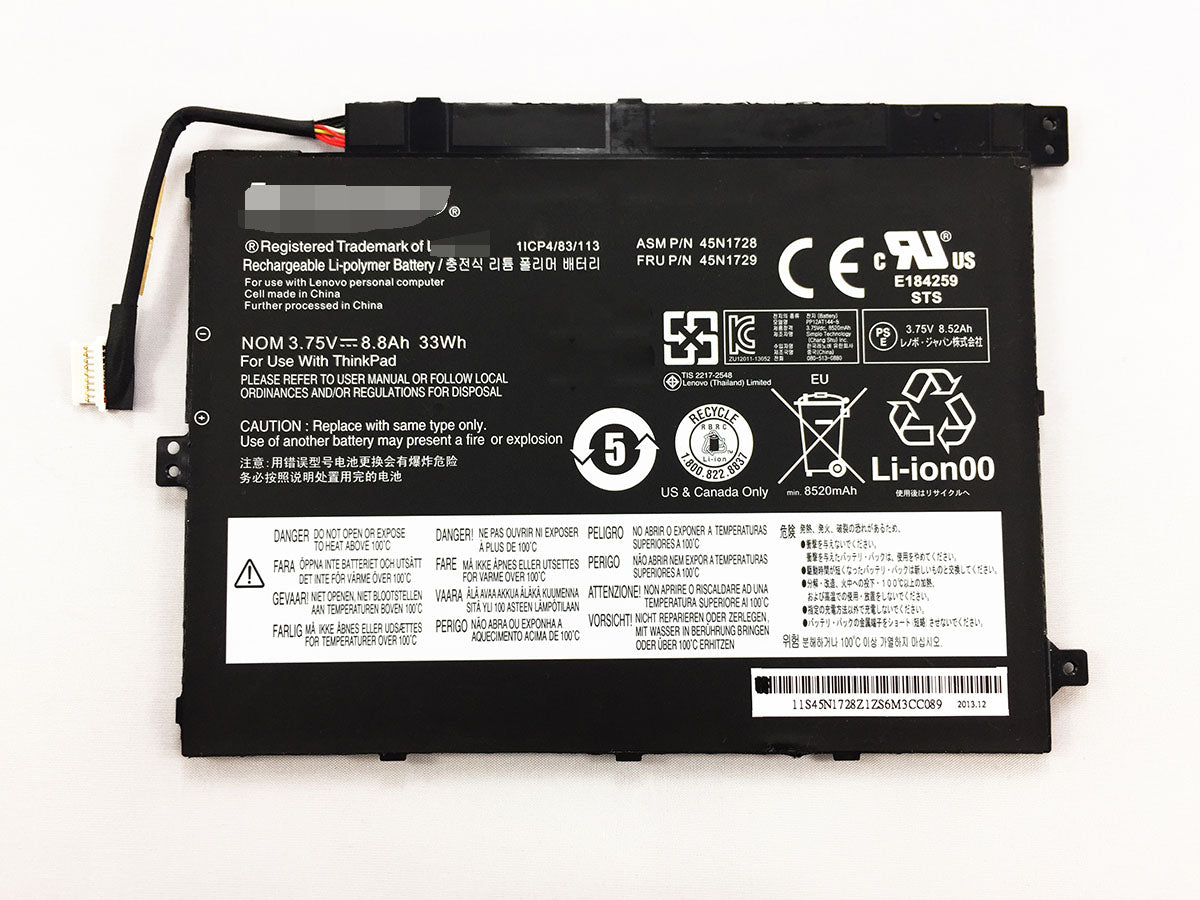 Lenovo 45N1726 45N1727 45N1728 45N1729 ThinkPad Tablet 10 battery