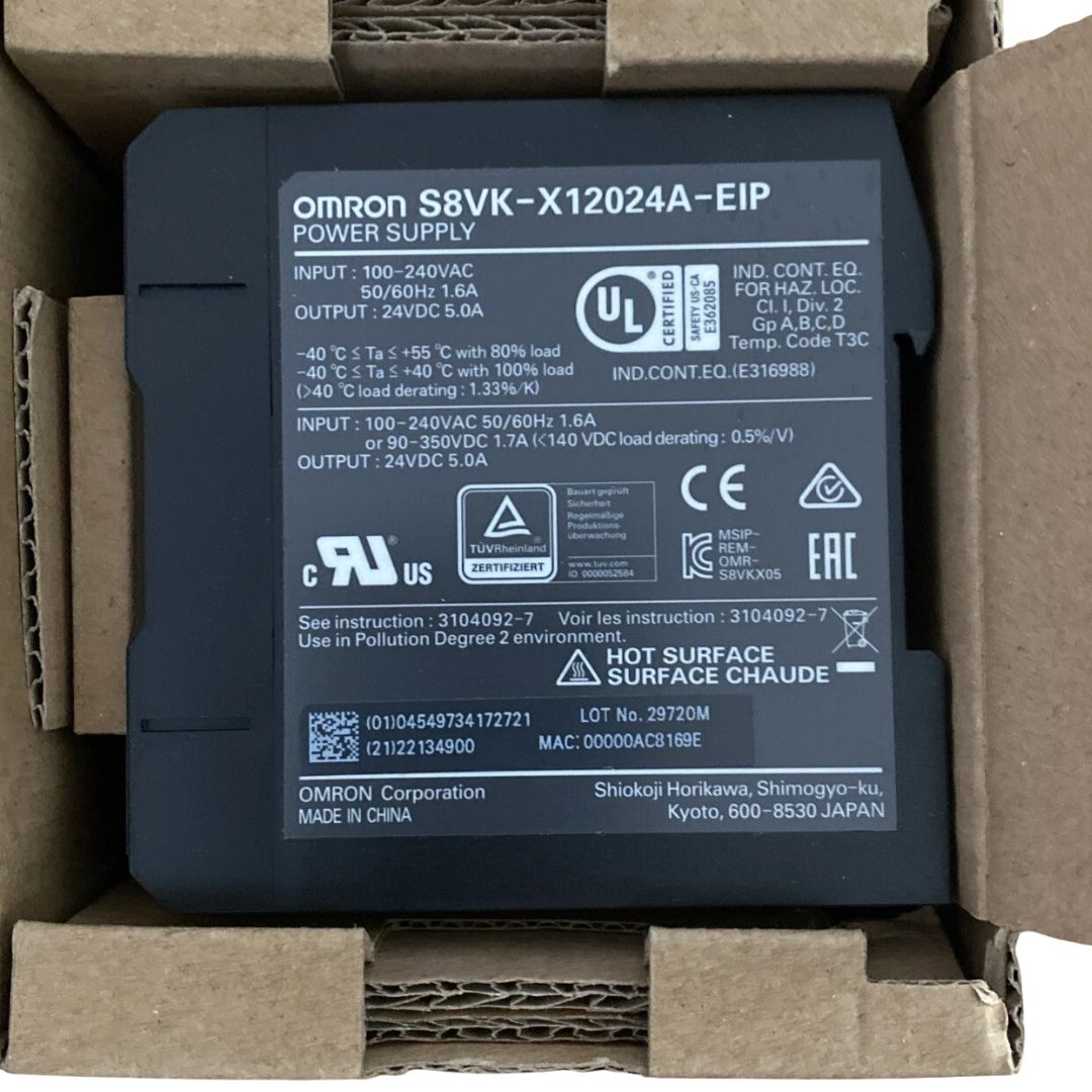 Omron S8VK-X48024A-EIP DIN Rail Power Supply 24VDC 480W 20A EtherNet/IP Modbus TCP