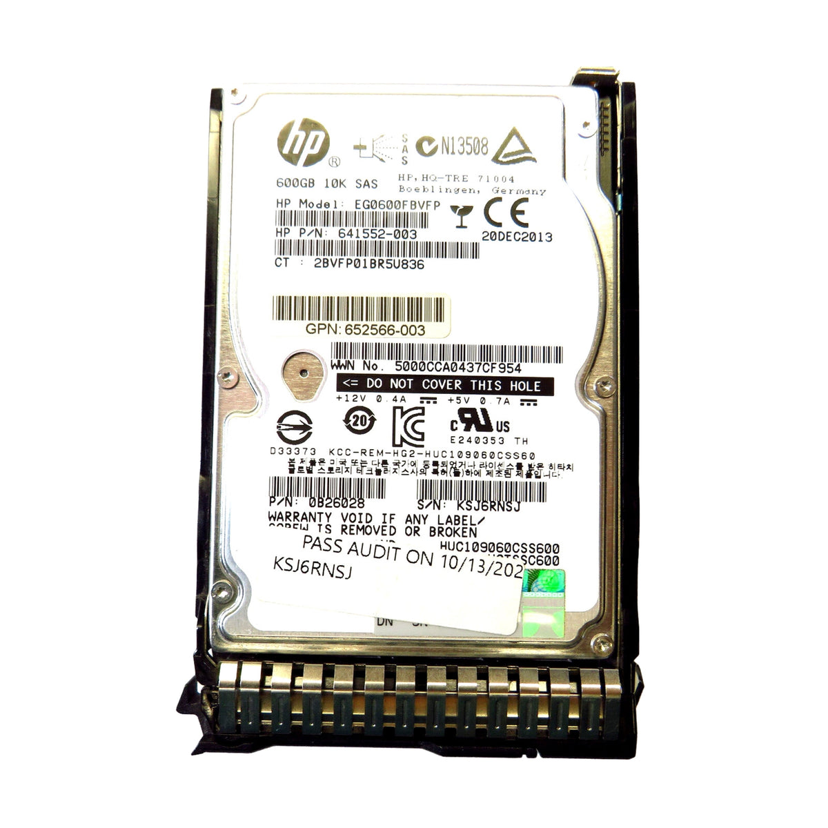 HP 653957-001 2.5" 600GB 10000RPM SAS 6Gb/s Hard Disk Drive (HDD), Silver (Refurbished)