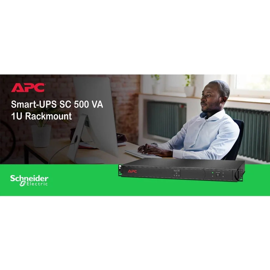 APC Smart-UPS, Line Interactive, 500VA, Rackmount 1U, 120V, 4x NEMA 5-15R outlets, Short Depth
