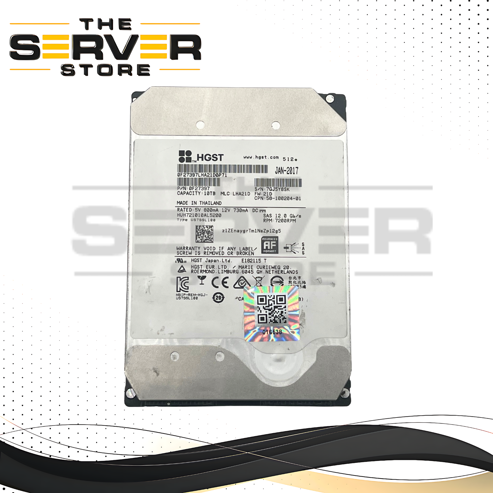 HGST 10TB SAS 12G 7.2K 512e LFF 3.5" HDD Ultrastar He10 (DC HC510) Series HUH721010AL5200 0F27397