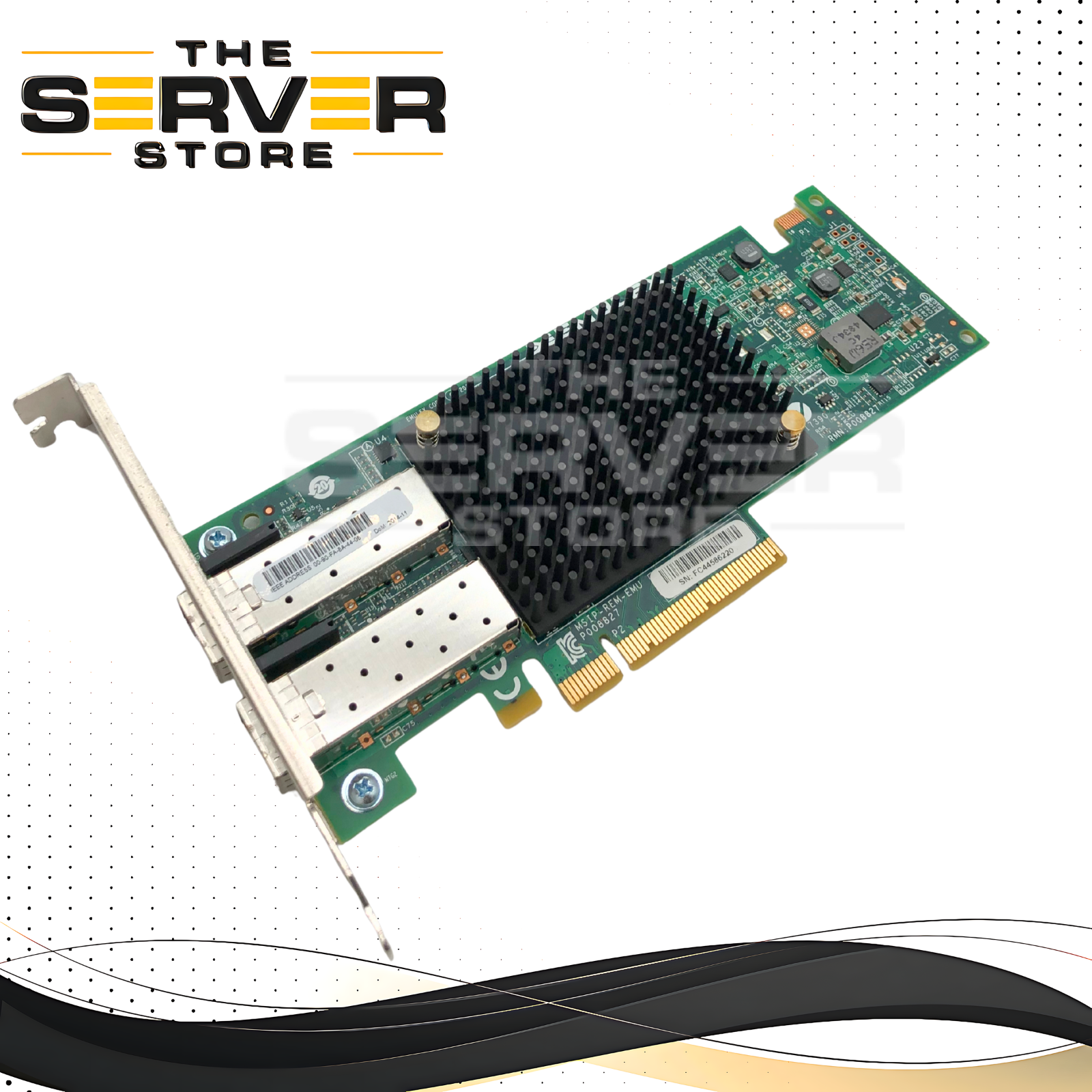 Emulex LightPulse LPE12002 Dual-Port 10GbE SFP+ PCIe 2.0 x8 Network Adapter with High Profile Bracket. P/N: P008827-21F.