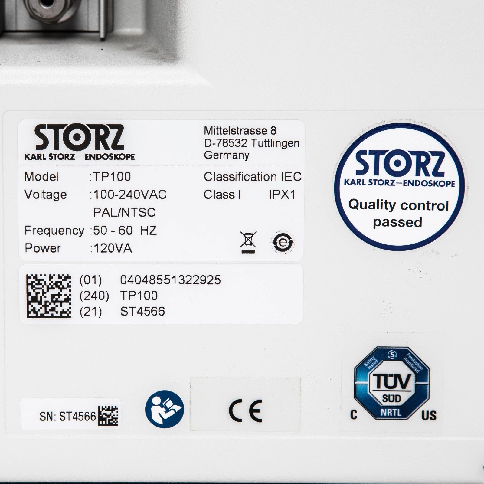 Karl Storz Tele Pack X LED TP100 Endoscopic Video Unit w/ Keyboard and Cable