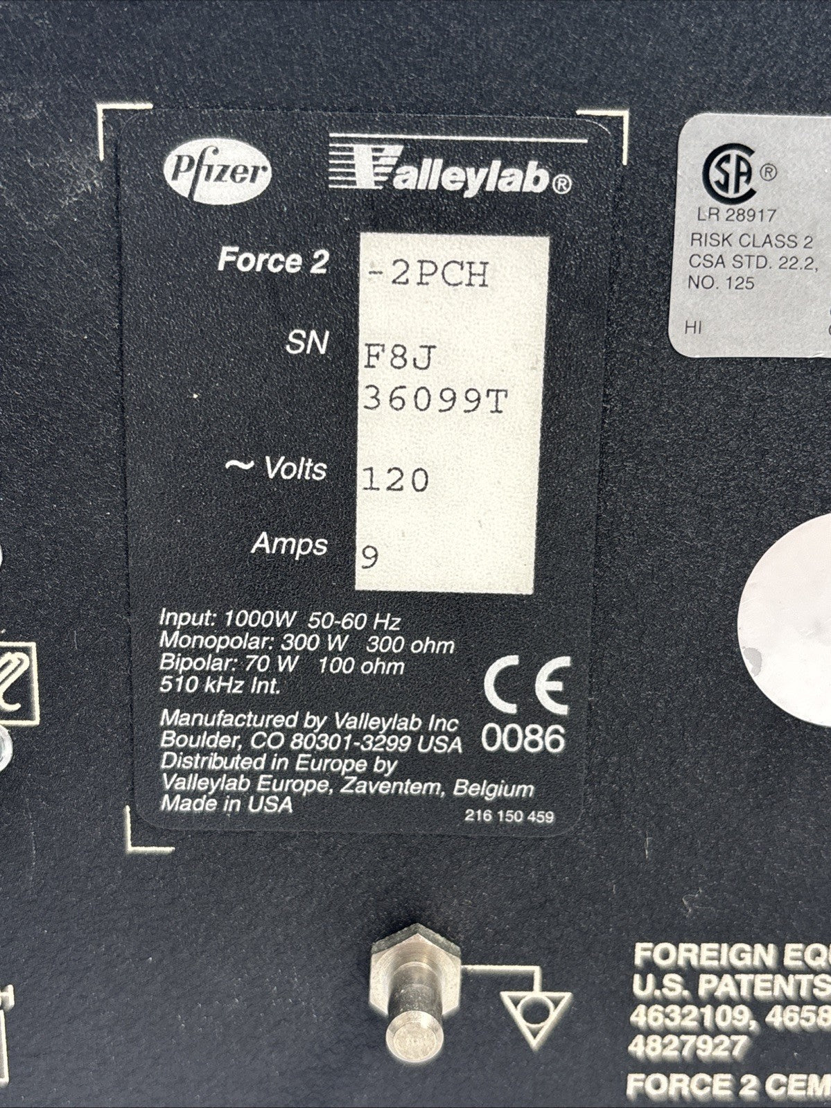 Pfizer Valleylab Force 2 (2PCH) ESU W Footpedal 30 Day Warranty!