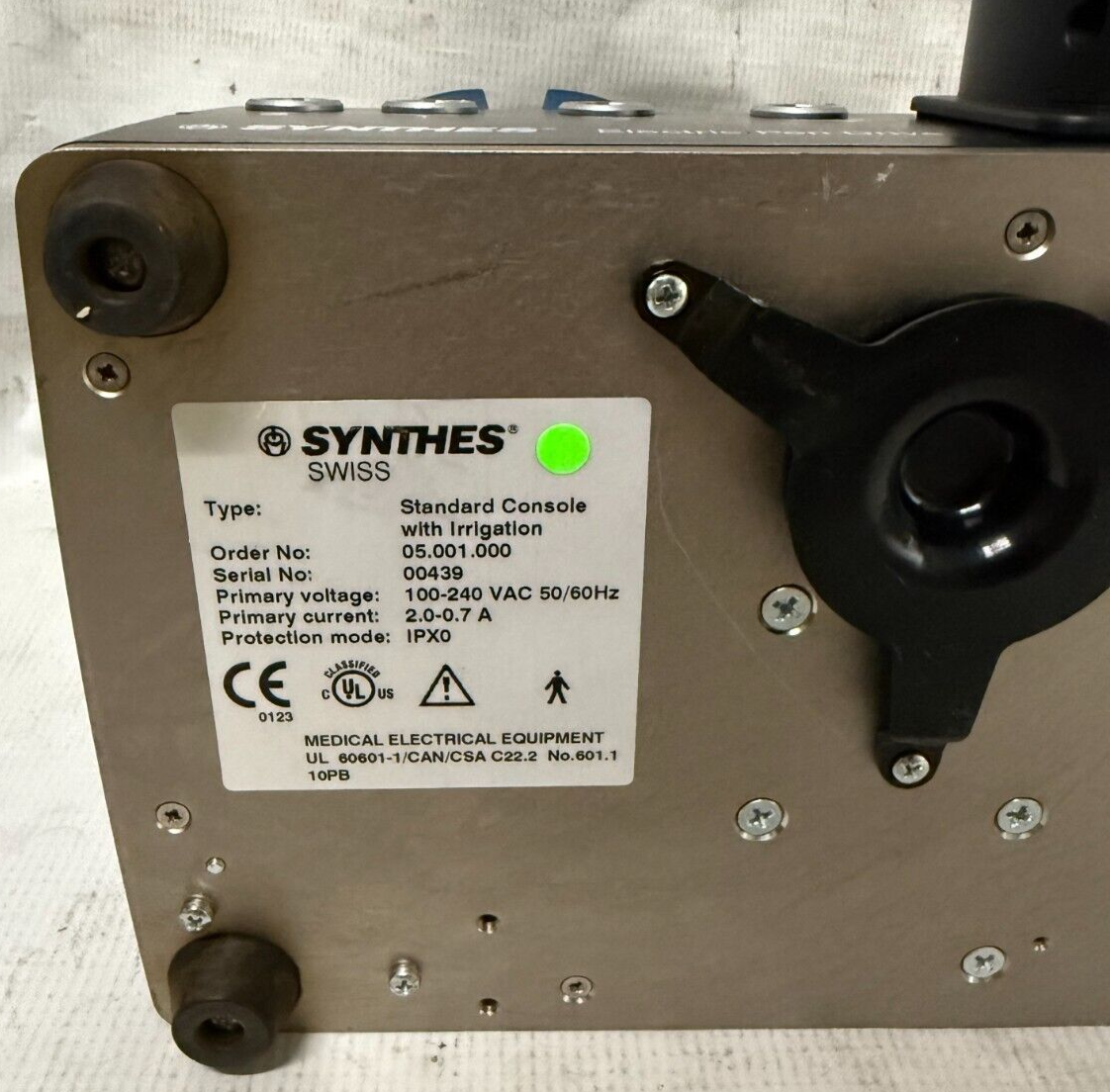 Synthes Swiss Standard Console with Irrigation 05.001.000 w/ Foot Switch