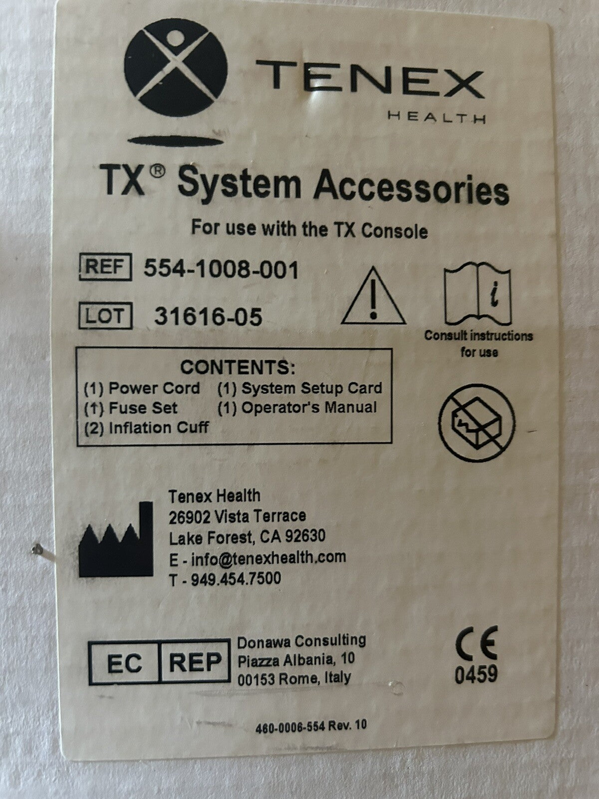 Tenex TX System W Foot Switch 554-0000-000 SEE PICS 30 Day Warranty