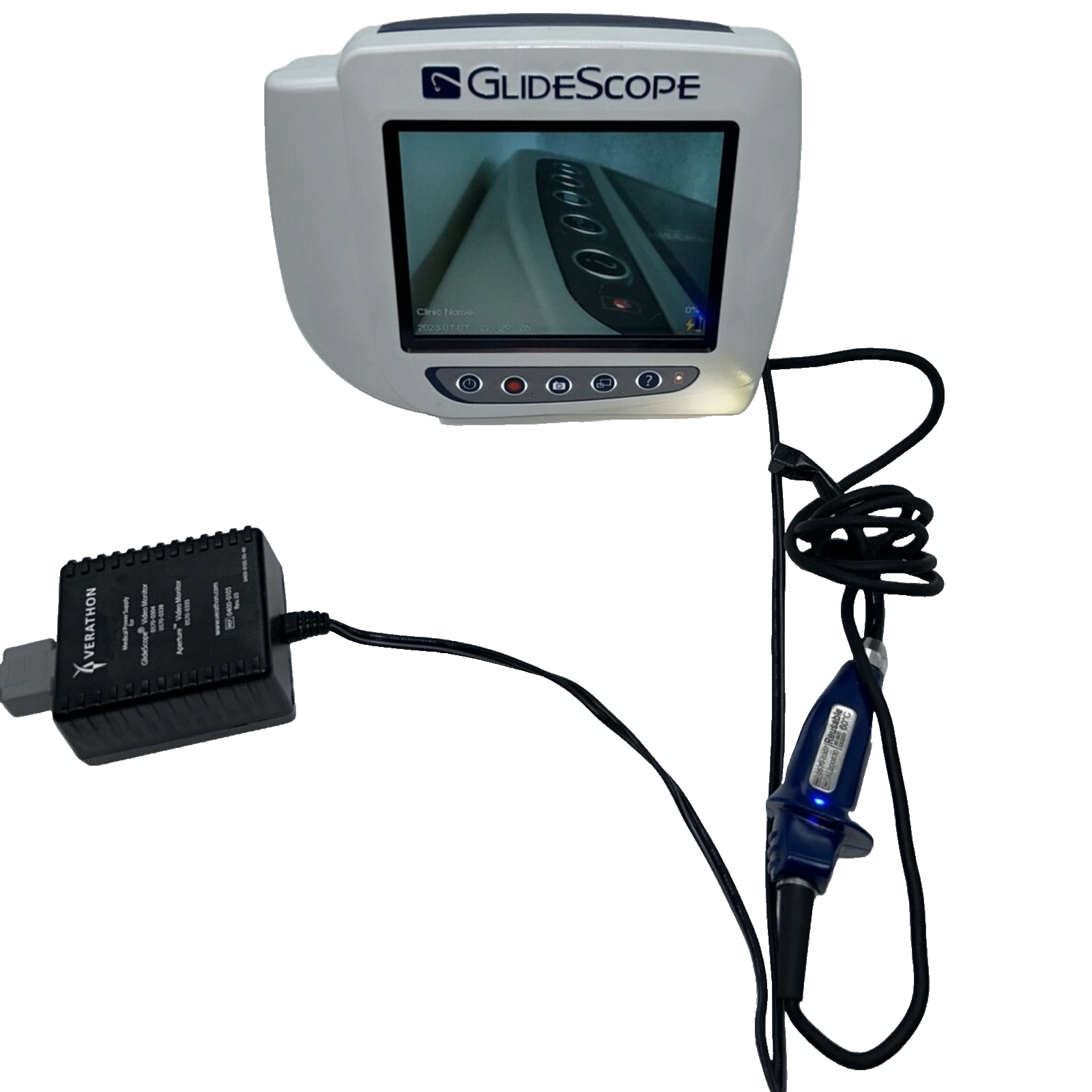 Verathon Glidescope Cobalt AVL Monitor w/ Power Supply 0570-0307 Baton Camera
