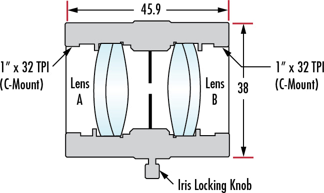 E-87-189 C-Mount Achromat Pair 1:2 with 50 and 100mm Focal Lengths