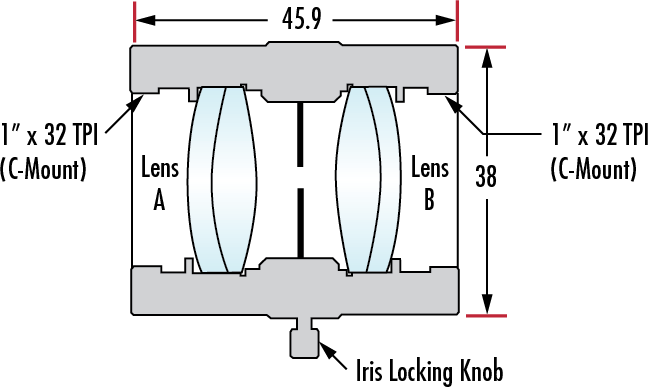 E-87-188 C-Mount Achromat Pair 1:1 with 50 and 50mm Focal Lengths