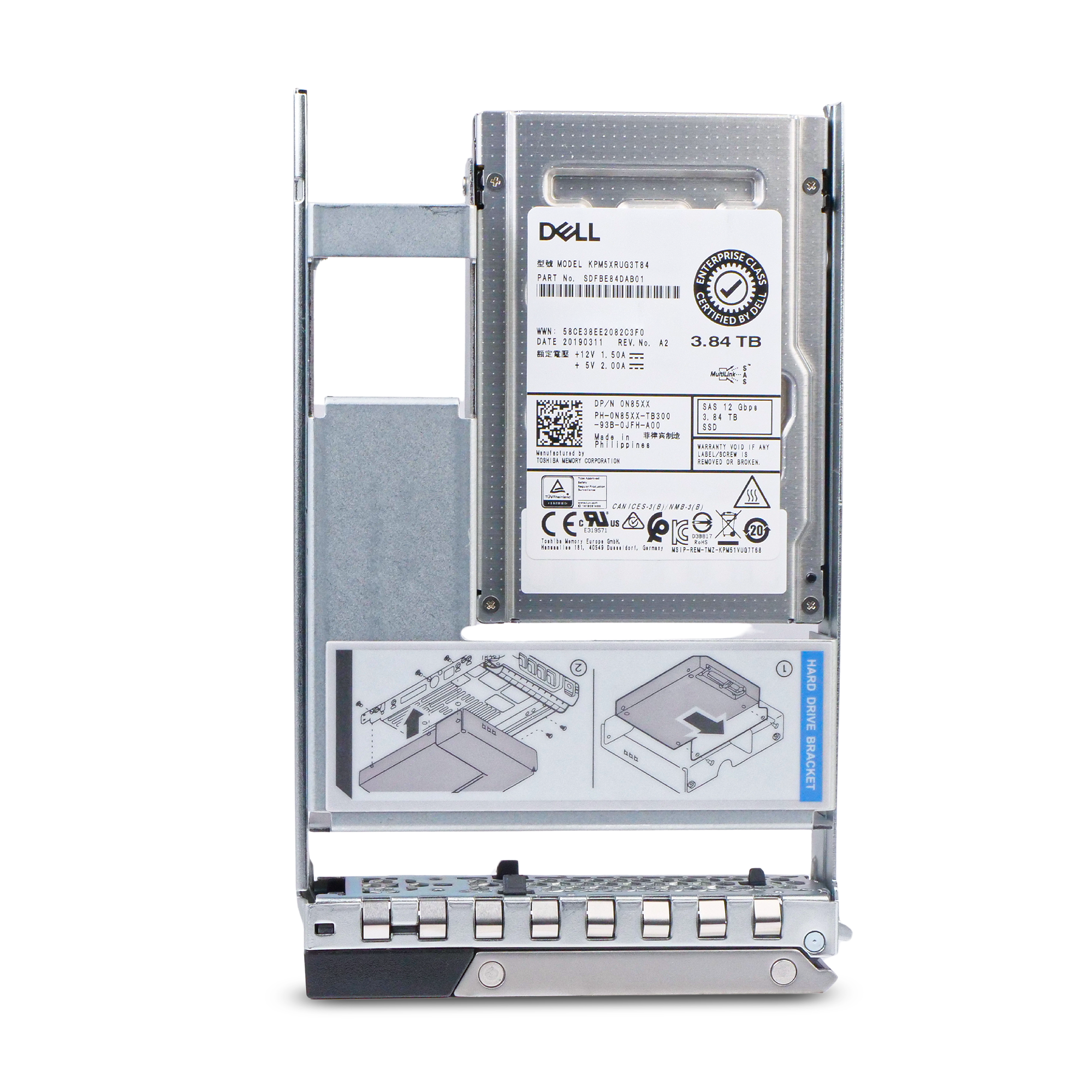 Dell G14 0N3TXF 3.84TB 1 DWPD SAS 12Gb/s Read Intensive 3D TLC Hybrid 3.5in Refurbished SSD