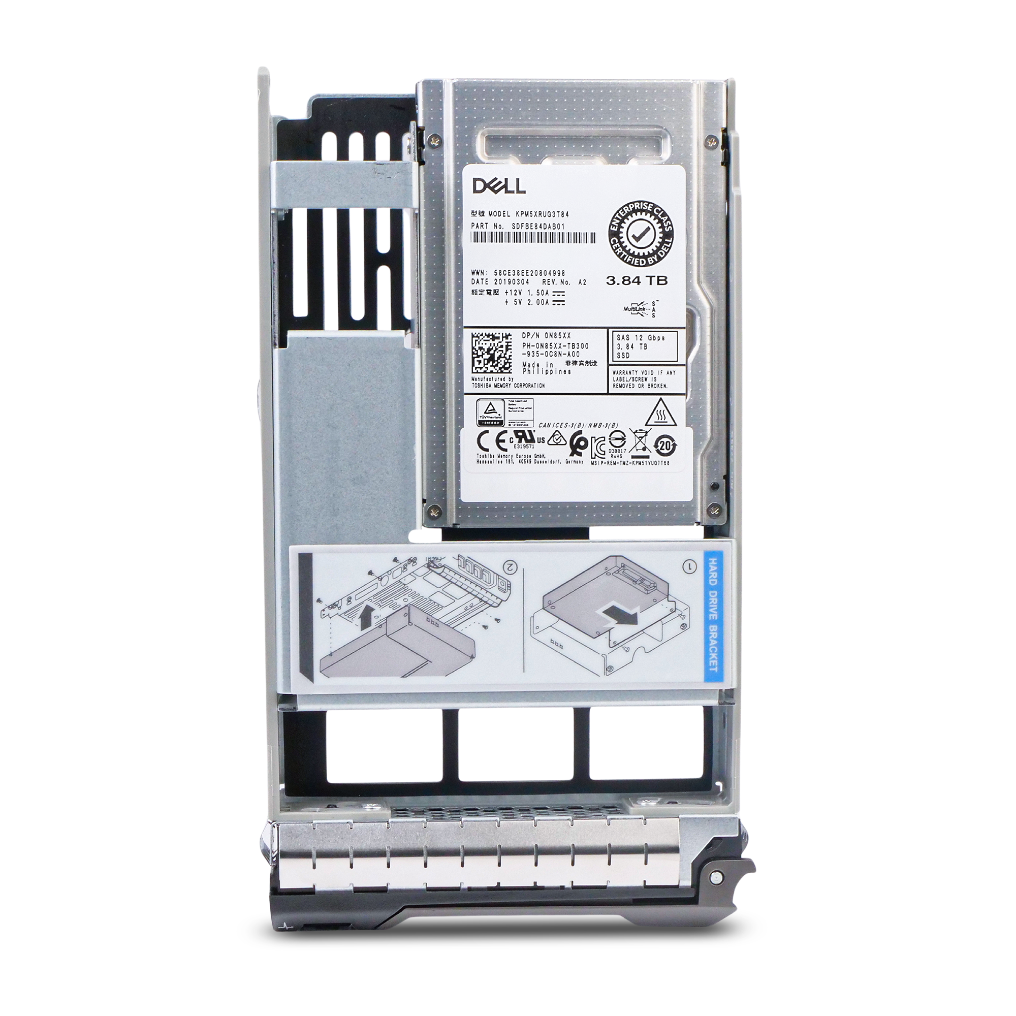 Dell G13 0YT2TP 3.84TB 1 DWPD SAS 12Gb/s Read Intensive 3D TLC Hybrid 3.5in Refurbished SSD