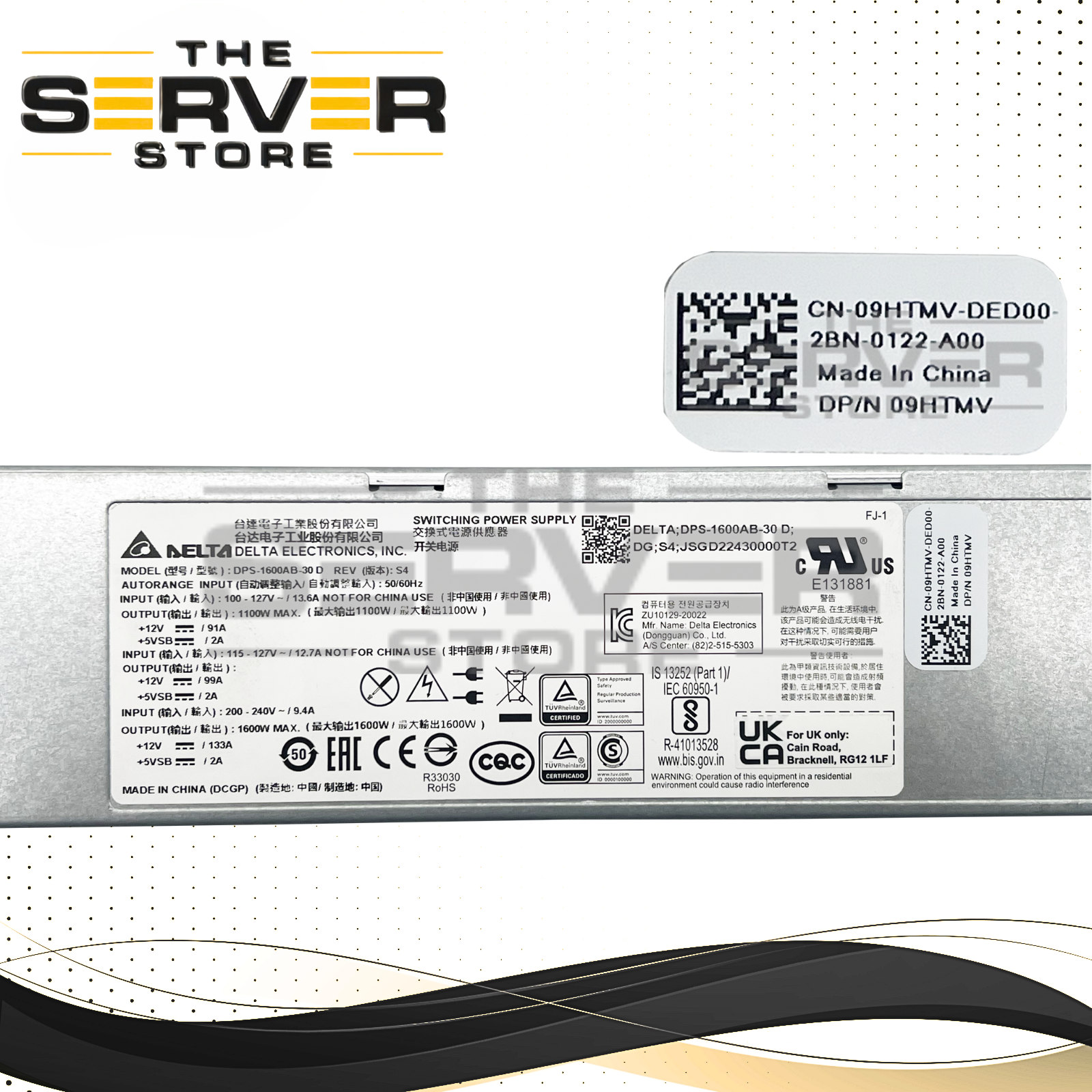 Dell 1600W Power Supply - Delta Electronics DPS-1600AB-30 D 09HTMV 9HTMV