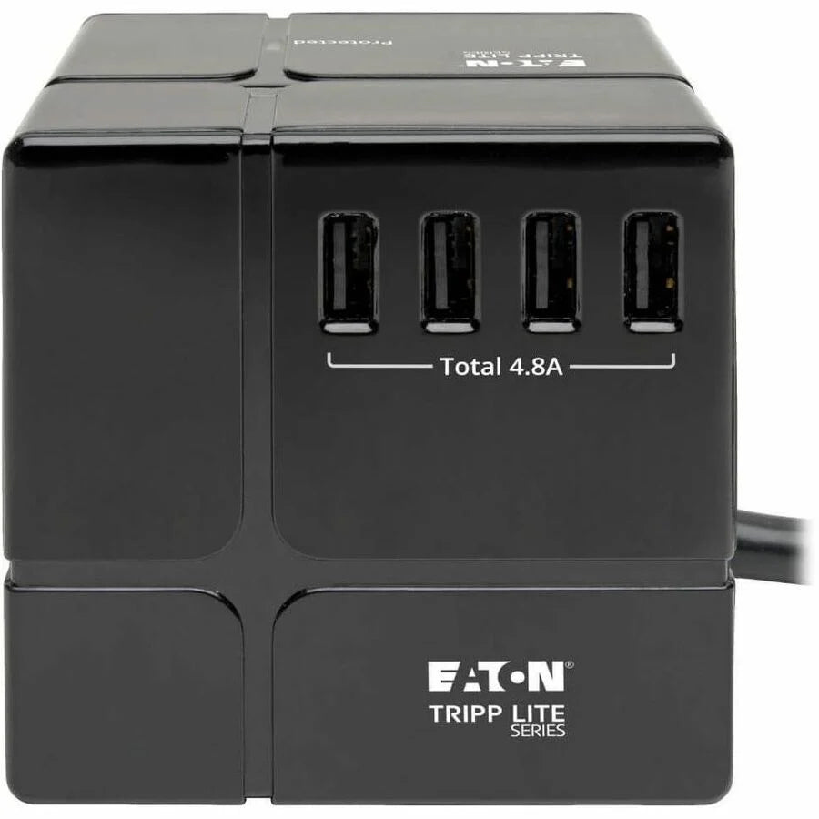 Eaton Tripp Lite Series Safe-IT 3-Outlet Cube Surge Protector, 5-15R Outlets, 6 USB Charging Ports, 8 ft. (2.4 m) Cord, Antimicrobial Protection