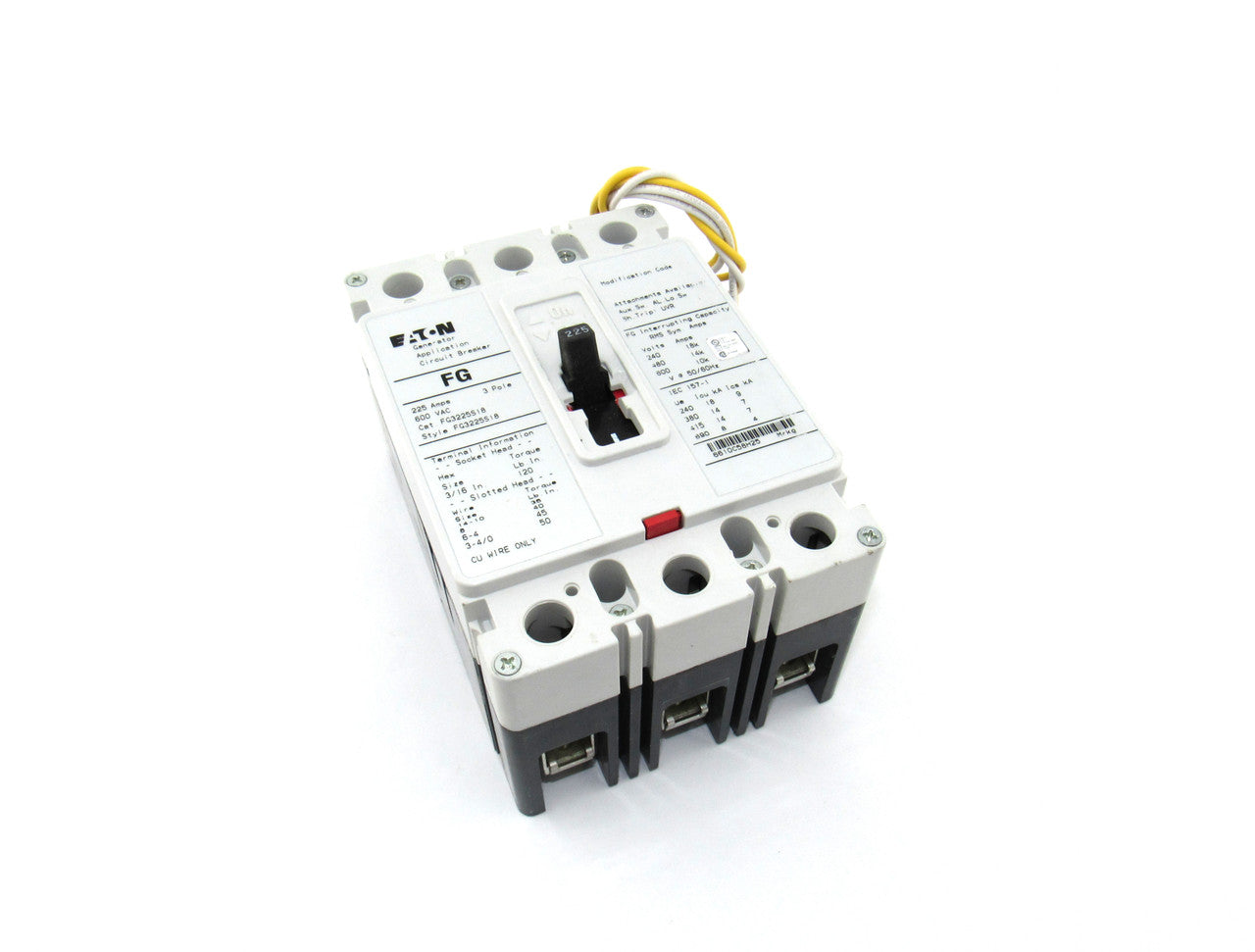 FG3225S18 | Eaton FG Frame 225A 3-Pole Molded Case Circuit Breaker