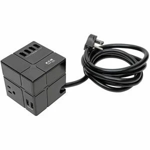 Eaton Tripp Lite Series Safe-IT 3-Outlet Cube Surge Protector, 5-15R Outlets, 6 USB Charging Ports, 8 ft. (2.4 m) Cord, Antimicrobial Protection
