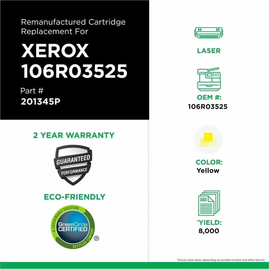 Clover Imaging Remanufactured Extra High Yield Yellow Toner Cartridge for Xerox 106R03525