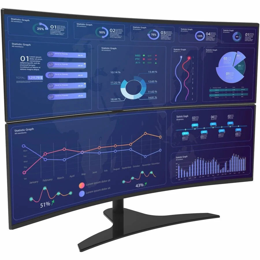 Peerless-AV&reg; 1x2 Freestanding Desktop Stand for 24" to 49" Ultra-Wide Curved Monitors