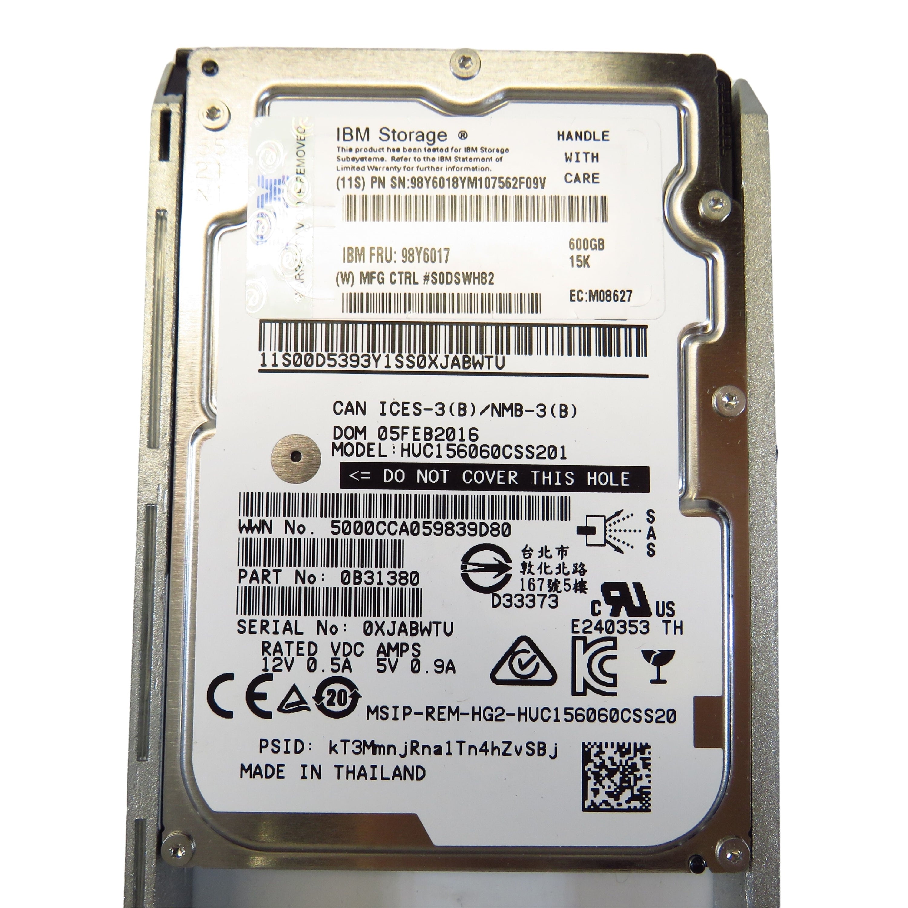 IBM 98Y6017 98Y6018 600GB 15K RPM 2.5" SAS 6Gbps SED HDD Hard Drive (Used - Good)