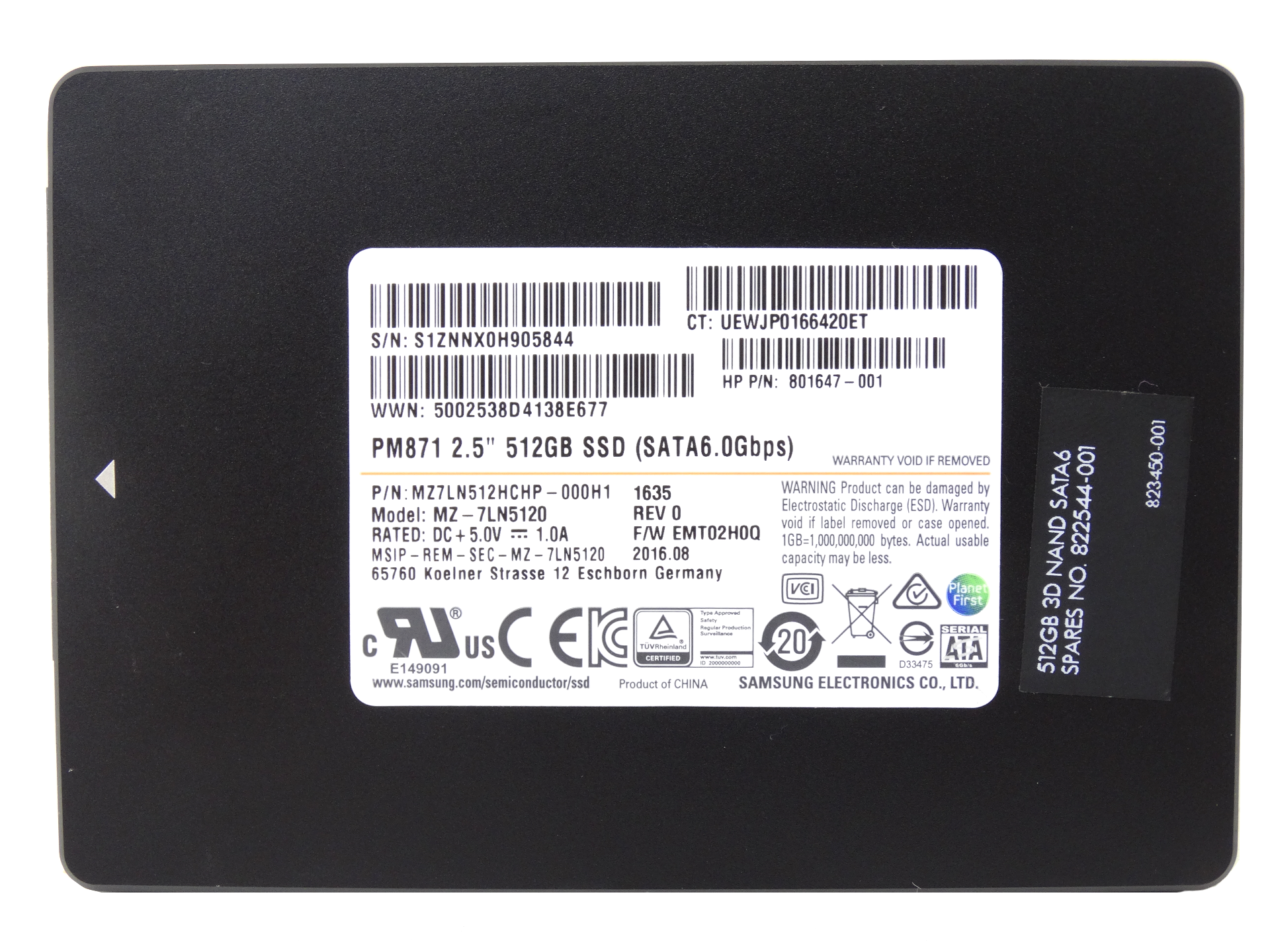 HP 512GB TLC SATA 6Gbps 2.5'' SSD Solid State Drive (801647-001)