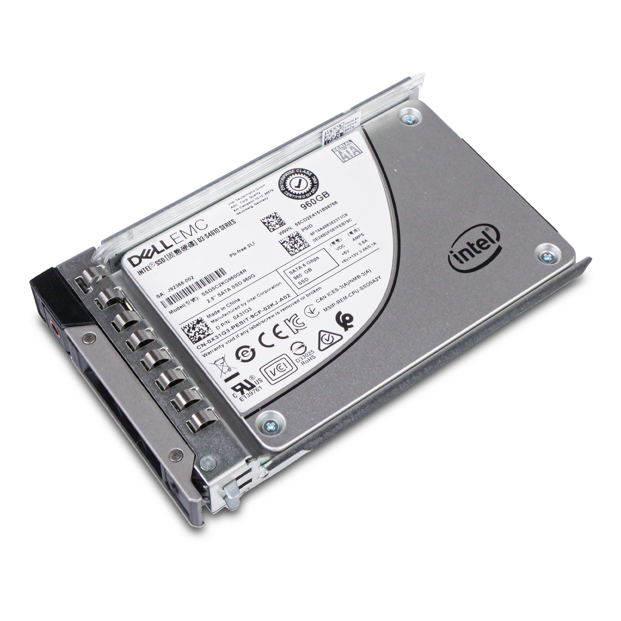 Dell G14 9PTC2 960GB 3 DWPD SATA 6Gb/s 3D TLC 2.5in Refurbished Mixed Use SSD