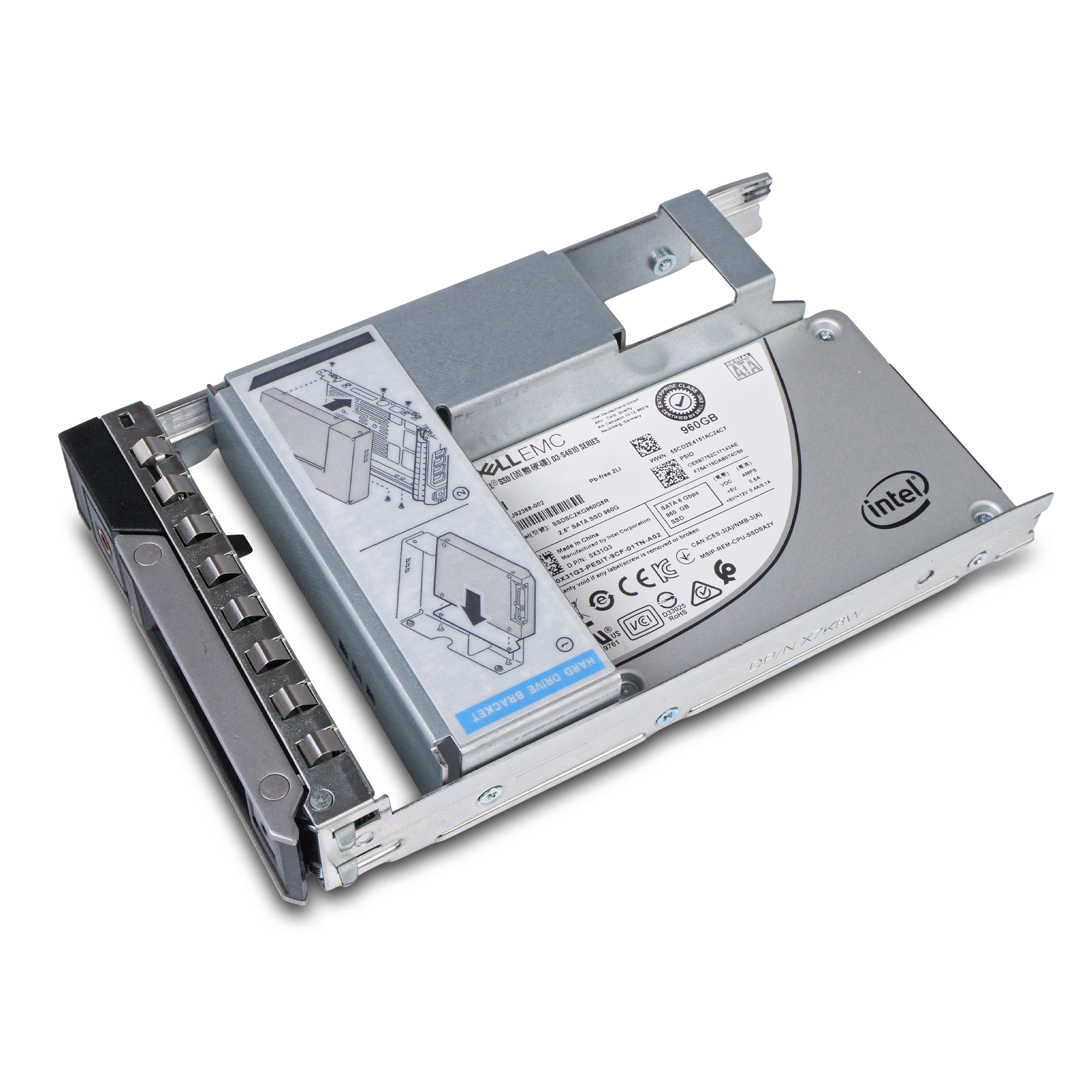 Dell G14 400-ATMB 960GB 3 DWPD SATA 6Gb/s 3D TLC Mixed Use Hybrid 3.5in Refurbished SSD