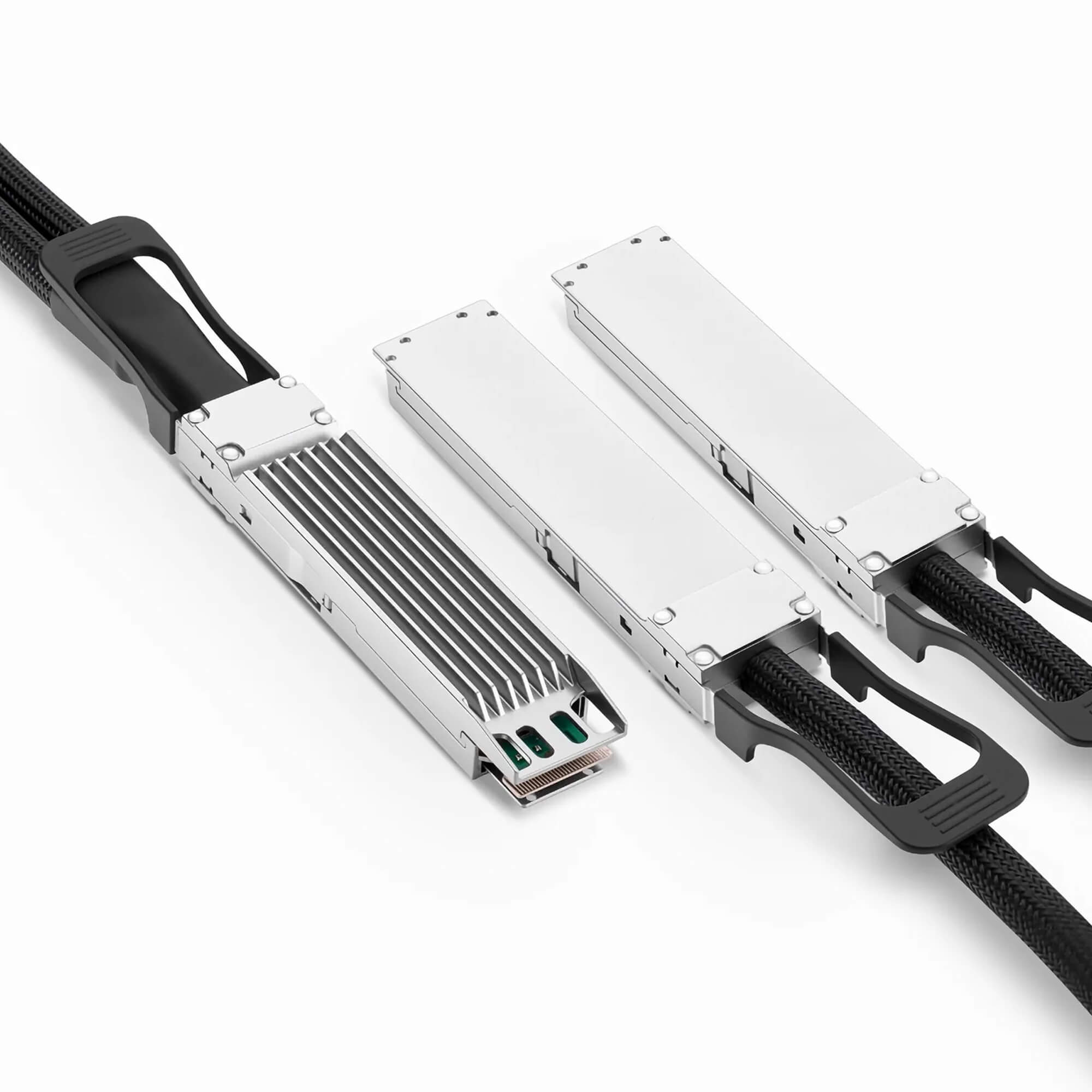 NSComm NVIDIA/Mellanox Compatible 800G OSFP Finned Top to 2 x 400G OSFP Flat Top Ethernet Active Direct Attach Copper Breakout Cable up to 5m(16ft)